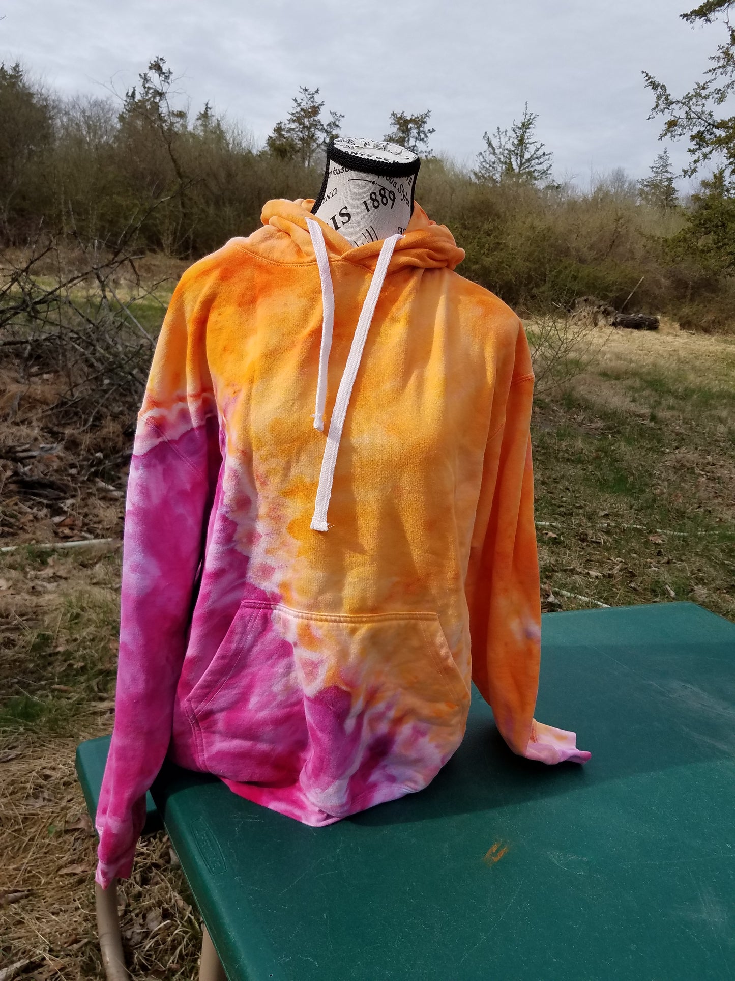 Large Tie-Dye Hoodie - Orange & Pink
