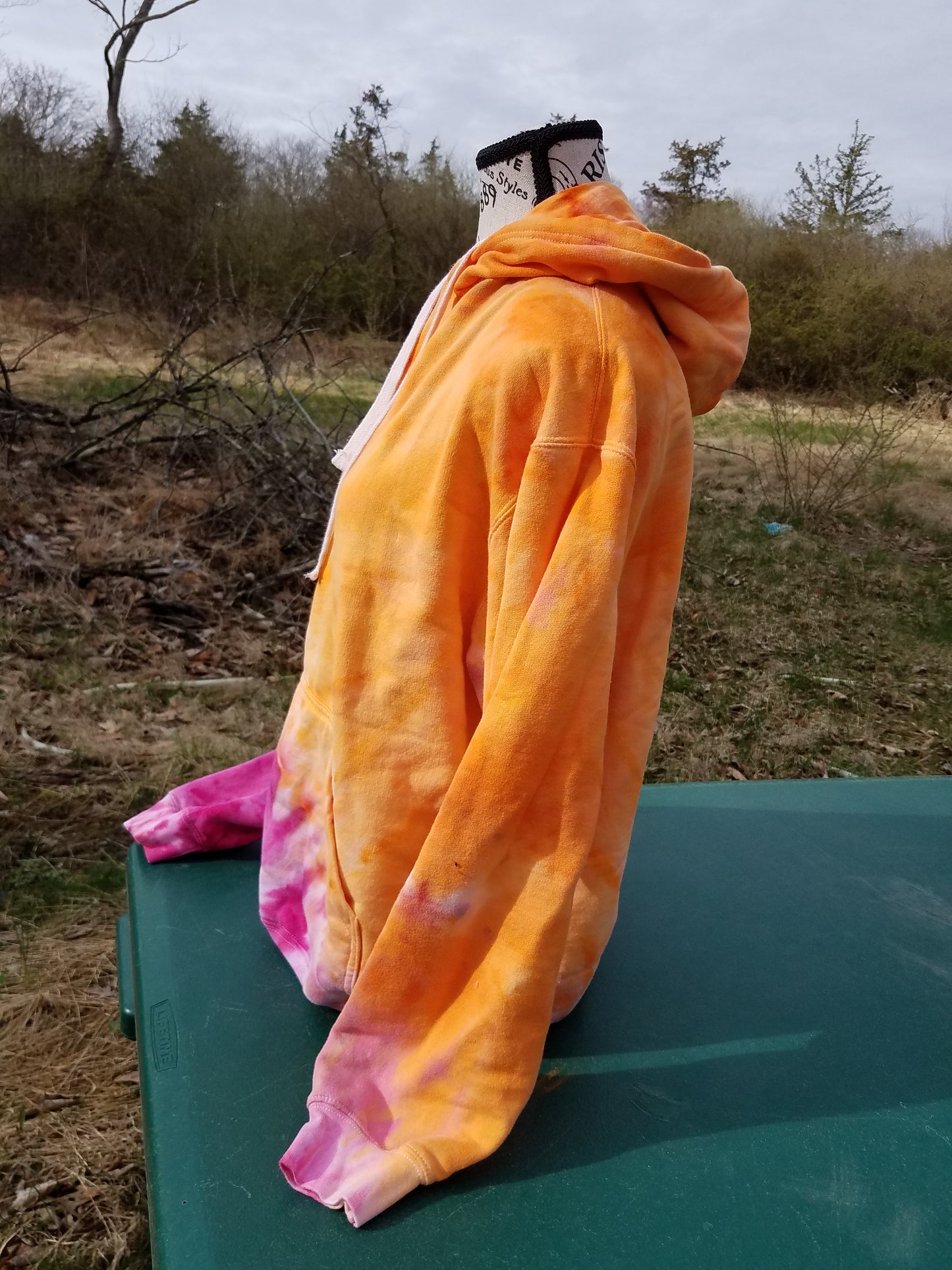 Large Tie-Dye Hoodie - Orange & Pink