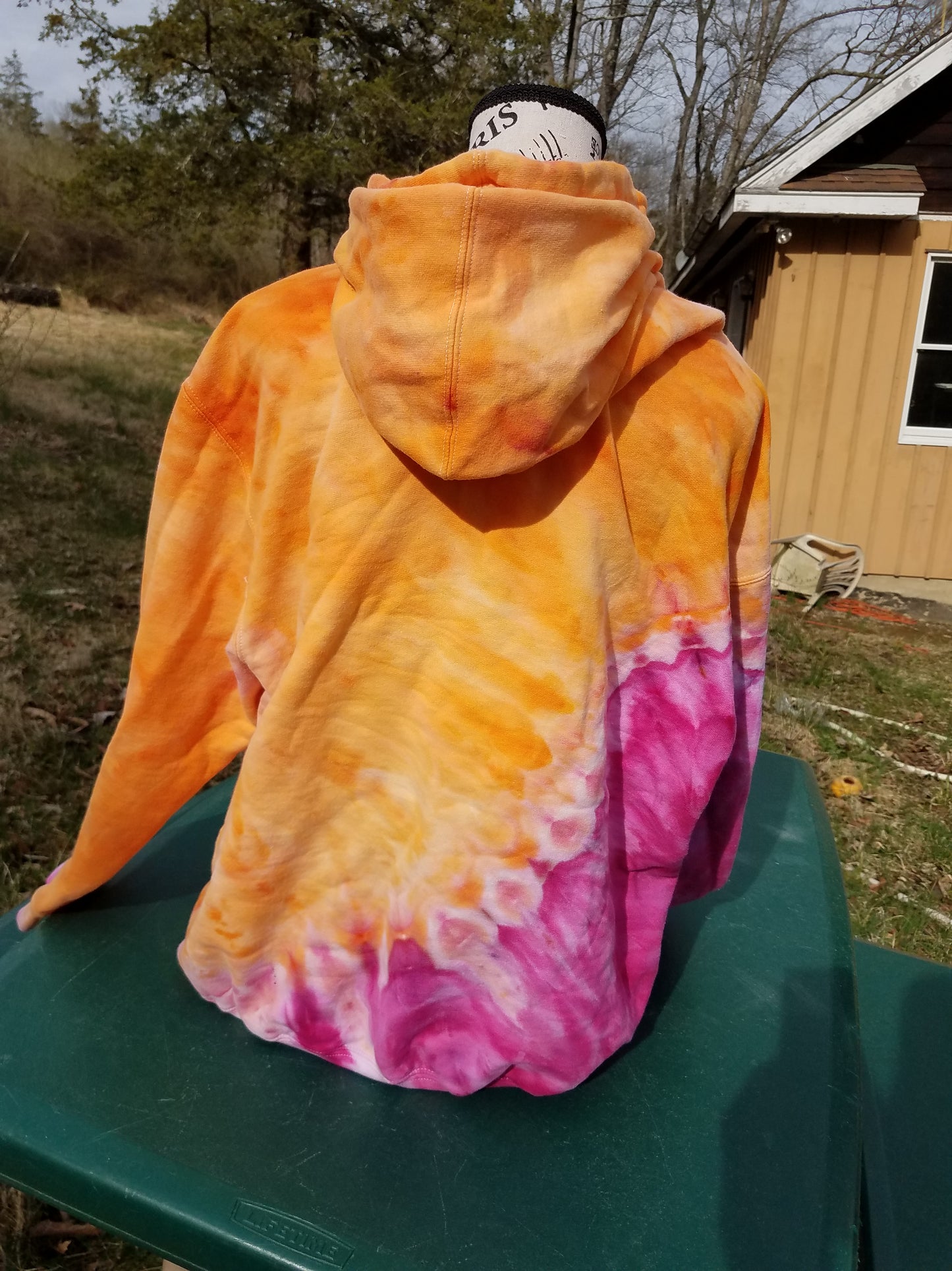 Large Tie-Dye Hoodie - Orange & Pink