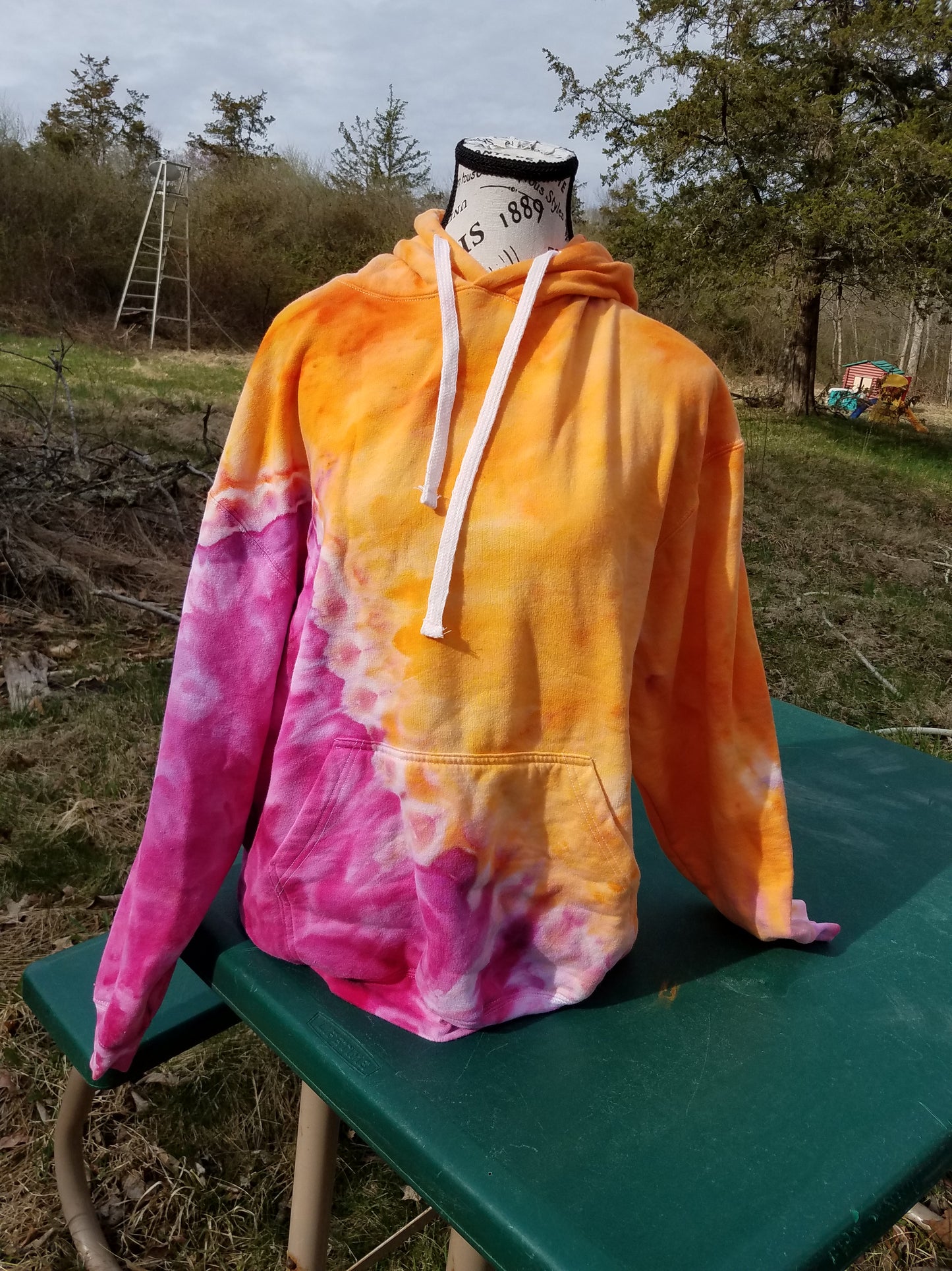 Large Tie-Dye Hoodie - Orange & Pink