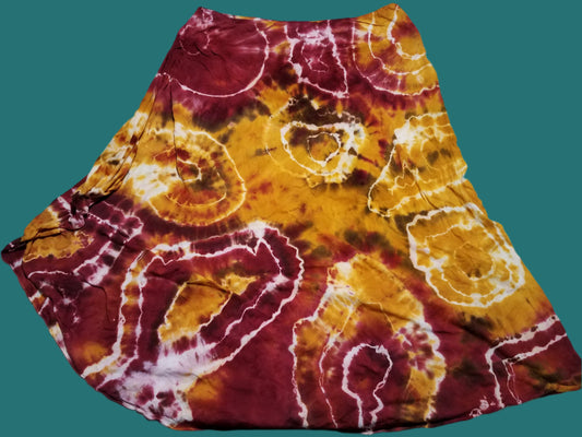 Large 100% Cotton Lotus Skirt - Fall Themed - Marigold, Chocolate Brown & Burgundy