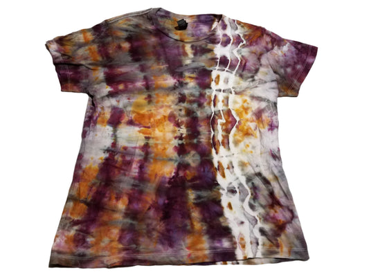 Large Woman's Softstyle - 3 Sinew Lines - Black Cherry Palomino Gold Ice Dye